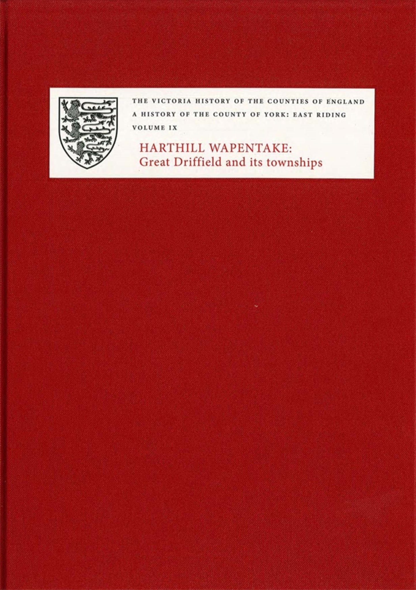 Cover image for A History of the County of York: East Riding ISBN 9781904356110